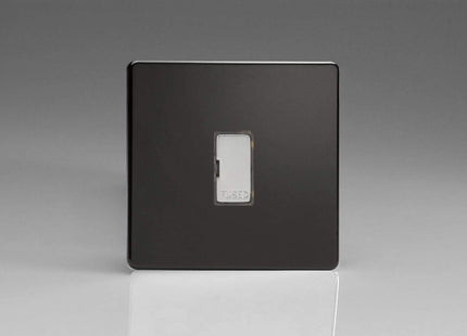 Varilight Flat Plate Screwless Jet Black 13A Unswitched Fused Spur Polished Chrome Insert XDL6UDS