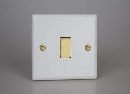 Varilight Vogue Collection Matt White 1-Gang 10 Amp Intermediate Switch with Brass Rocker