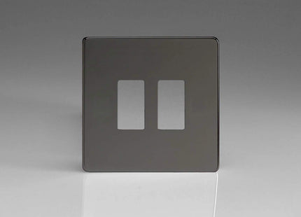 Varilight XDIPGY2S Screwless Iridium Black 2-Gang Grid Plate (Single Plate)