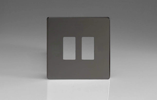 Varilight XDIPGY2S Screwless Iridium Black 2-Gang Grid Plate (Single Plate)