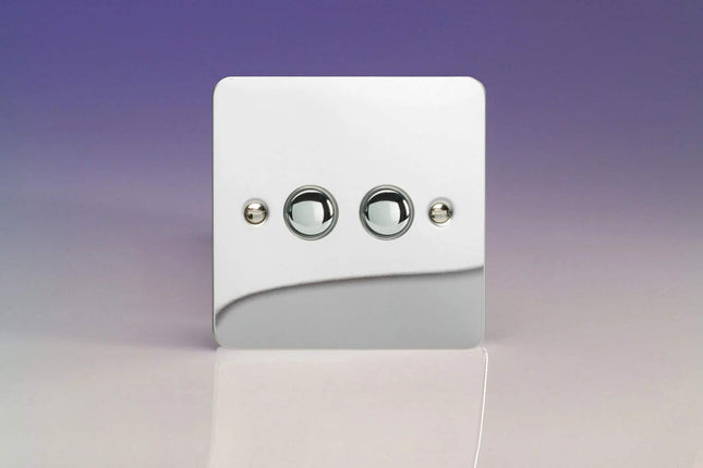 Varilight 2-Gang 6A 1-Way Push-to-Make Momentary Switch Polished Chrome XFCM2