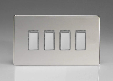 Varilight Eclique 2 4-Gang Tactile Touch Control Dimming Light Switch Slave for use with Master on 2-Way Circuits (Twin Plate) Polished Chrome JDCES004S