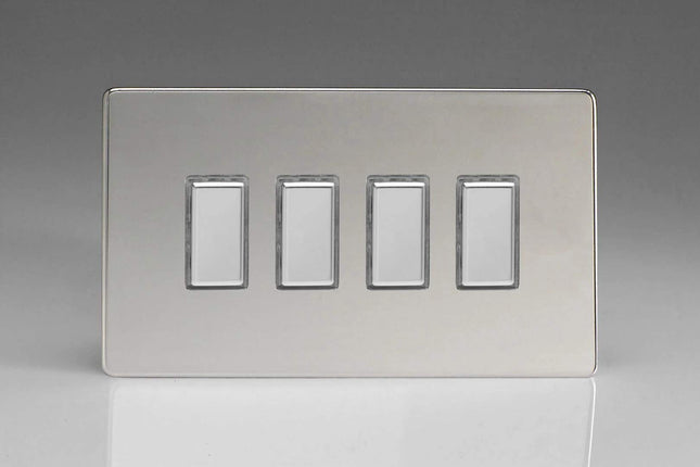 Varilight Eclique 2 4-Gang Tactile Touch Control Dimming Light Switch Slave for use with Master on 2-Way Circuits (Twin Plate) Polished Chrome JDCES004S