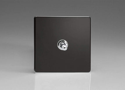 Varilight 1-Gang 2 Way 10 Amp Toggle Light Switch Flat Plate Screwless Jet Black Finished Plate XDLT1S