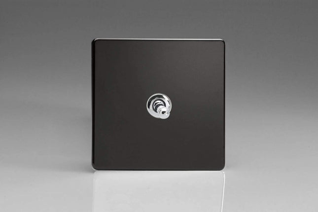 Varilight 1-Gang 2 Way 10 Amp Toggle Light Switch Flat Plate Screwless Jet Black Finished Plate XDLT1S
