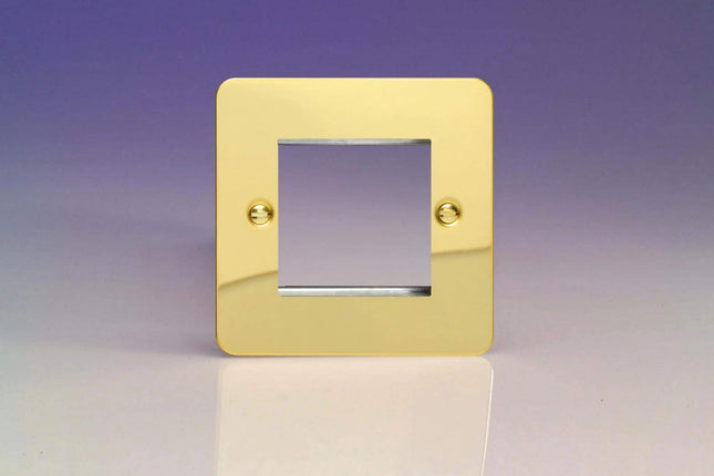 Varilight Data Grid Face Plate For 2 Data Module Widths Ultra Flat Polished Brass XFVG2