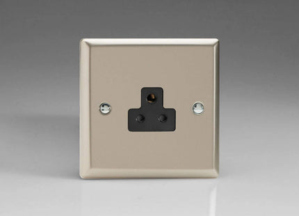 Varilight 1-Gang 2A Round Pin Plug Socket Satin Chrome XNRP2AB