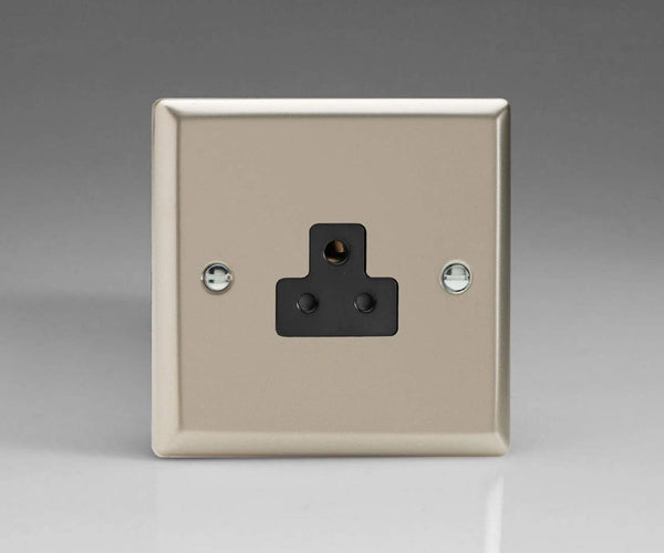 Varilight 1-Gang 2A Round Pin Plug Socket Satin Chrome XNRP2AB