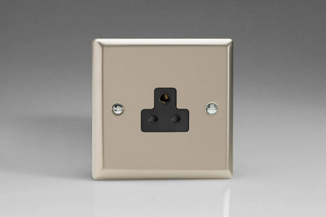 Varilight 1-Gang 2A Round Pin Plug Socket Satin Chrome XNRP2AB