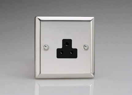 Varilight 1-Gang 2A Round Pin Plug Socket Mirror Chrome XCRP2AB