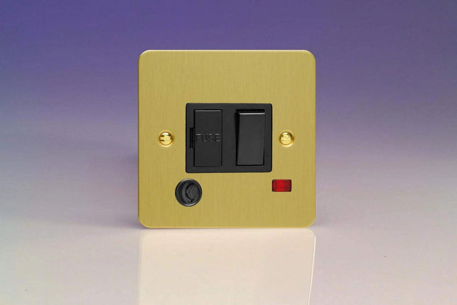 Varilight 13A Switched Fused Spur + Neon + Flex Outlet Brushed Brass XFB6FONB
