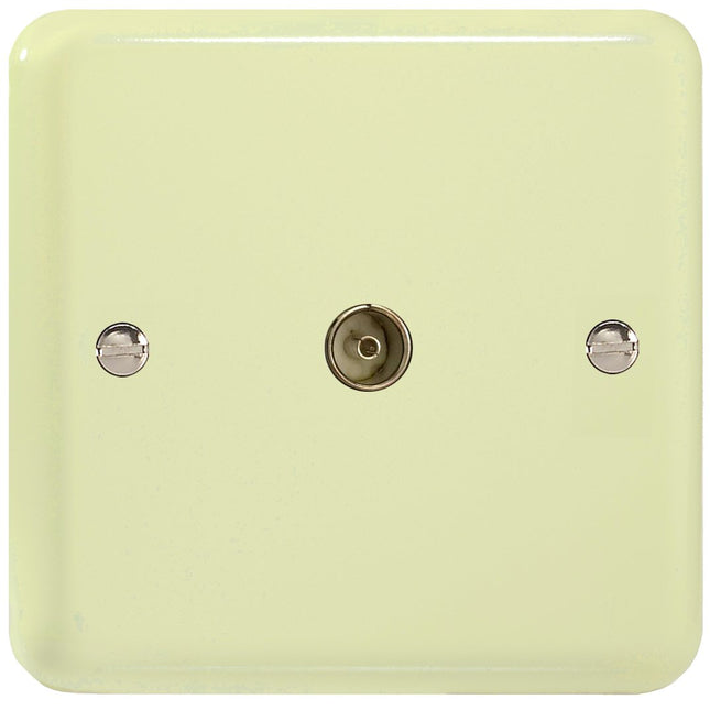 Varilight 1-Gang (Single), Co-axial TV Socket, Classic Lily White Chocolate XY8.WC