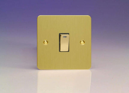 Varilight 1-Gang 20A Double Pole Rocker Light Switch + Neon Indicator Light Brushed Brass XFB20ND