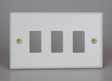 Varilight XYPGY3.MW Vogue Matt White 3 Gang PowerGrid Plate (Double Plate)