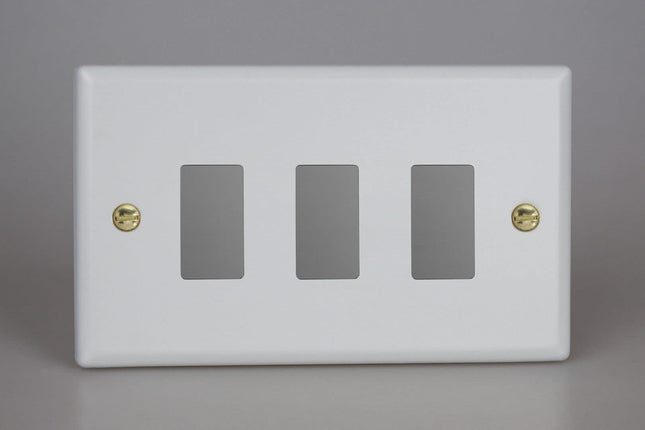 Varilight XYPGY3.MW Vogue Matt White 3 Gang PowerGrid Plate (Double Plate)