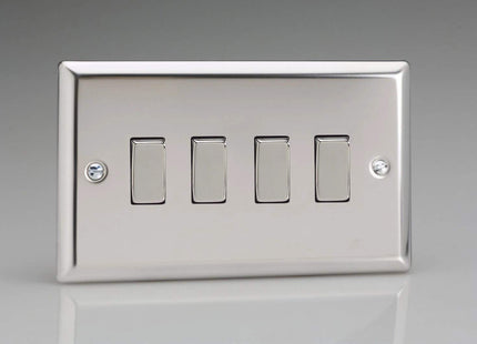 Varilight XC9D Rocker Switches 4 Gang Mirror Chrome Chrome