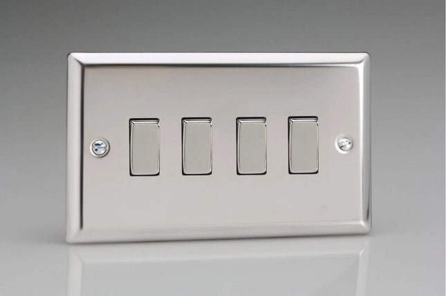 Varilight XC9D Rocker Switches 4 Gang Mirror Chrome Chrome