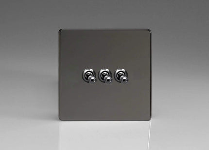 Varilight 3-Gang 10A 1- or 2-Way Toggle Light Switch Iridium XDIT3S