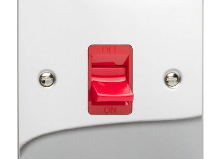 Varilight 45A Cooker Switch (Single Plate, Red Rocker) Polished Chrome XFC45S