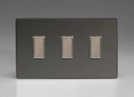 Varilight Eclique 2 3-Gang Tactile Touch Control Dimming Light Switch Slave for use with Master on 2-Way Circuits (Twin Plate) Iridium JDIES003S