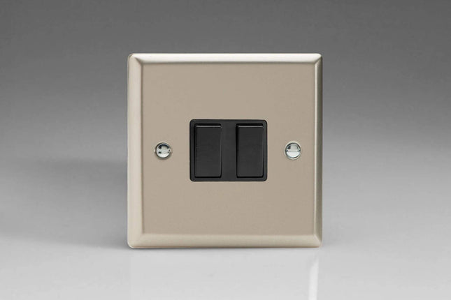 Varilight 2-Gang (10A Intermediate Switch + 10A 1- or 2-Way Rocker Light Switch) Satin Chrome XN71B