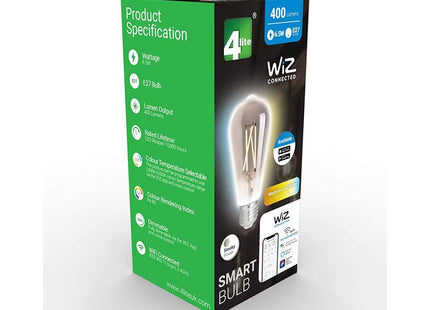 4lite WiZ Connected ST64 Smoky White WiFi LED Smart Bulb E27 Large Screw