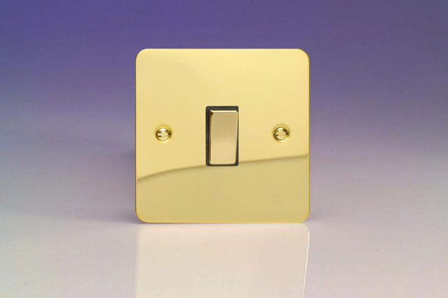 Varilight 1-Gang 20A Double Pole Rocker Light Switch Polished Brass XFV20D