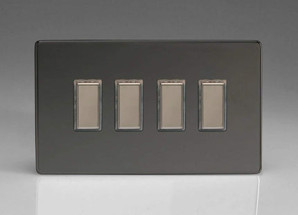 Varilight Eclique 2 4-Gang Tactile Touch Control Dimming Light Switch Slave for use with Master on 2-Way Circuits (Twin Plate) Iridium JDIES004S