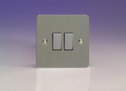 Varilight XFS77D 2-Gang Intermediate Switch In Brushed Steel