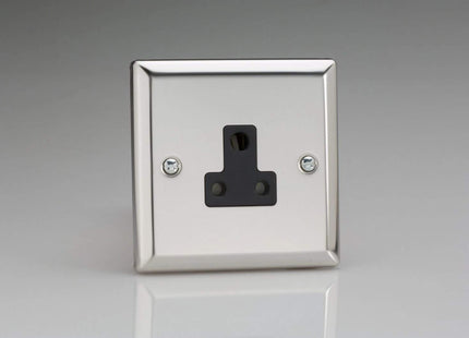 Varilight 1-Gang 5A Round Pin Plug Socket Mirror Chrome XCRP5AB