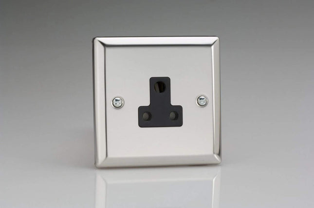 Varilight 1-Gang 5A Round Pin Plug Socket Mirror Chrome XCRP5AB
