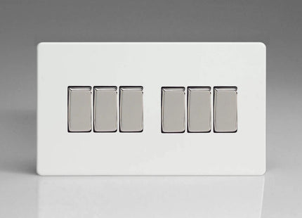 Varilight XDQ96S 6 Gang 10A 1 Or 2 Way Rocker Switch (On A Twin Plate)