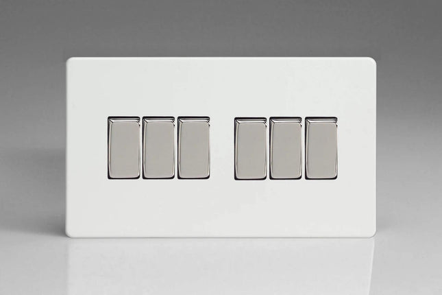 Varilight XDQ96S 6 Gang 10A 1 Or 2 Way Rocker Switch (On A Twin Plate)