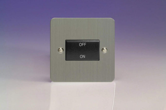Varilight XFSFIB Fan Isolator Switch (3 Pole) In Brushed Steel With Black Insert