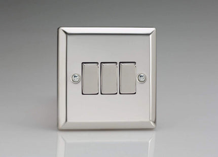 Varilight XC3D Rocker Switches 3 Gang Mirror Chrome Chrome