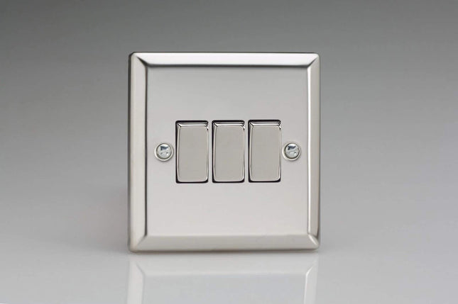 Varilight XC3D Rocker Switches 3 Gang Mirror Chrome Chrome