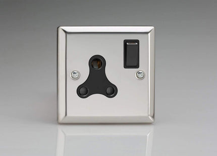 Varilight 1-Gang 15A Round Pin Plug Socket Mirror Chrome XCRP15AB