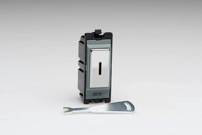 Varilight Chrome 20 Amp 1 Way Double Pole Key Switch Module