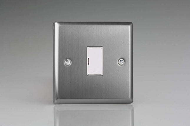 Varilight XT6UW Classic Brushed Steel 1-Gang 13A Unswitched Fused Spur
