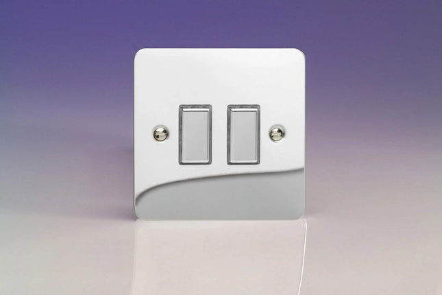 Varilight 2-Gang Tactile Touch Control Dimming Light Switch Slave for use with Eclique2 Master on 2-Way Circuits Polished Chrome JFCES002