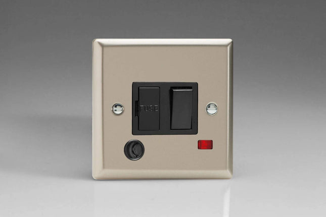 Varilight 13A Switched Fused Spur + Neon + Flex Outlet Satin Chrome XN6FONB