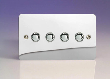 Varilight 4-Gang 6A 1-Way Push-to-Make Momentary Switch (Twin Plate) Polished Chrome XFCM4