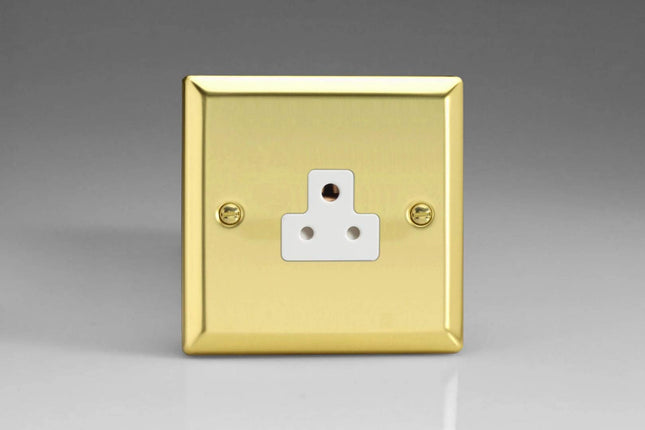 Varilight 1-Gang 2A Round Pin Plug Socket Victorian Brass XVRP2AW