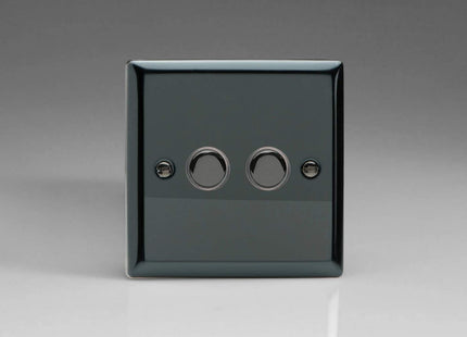 Varilight 2-Gang 6A 1- or 2-Way Push-On/Off Impulse Switch Iridium XIP2