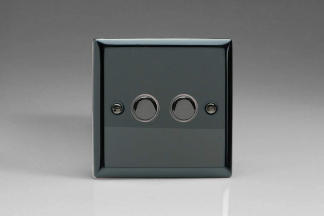 Varilight 2-Gang 6A 1- or 2-Way Push-On/Off Impulse Switch Iridium XIP2
