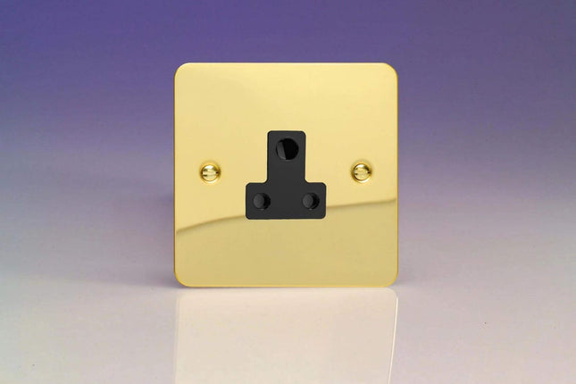 Varilight 1-Gang (Single), 5 Amp Round Pin Socket, Ultra Flat Polished Brass Effect XFVRP5AB