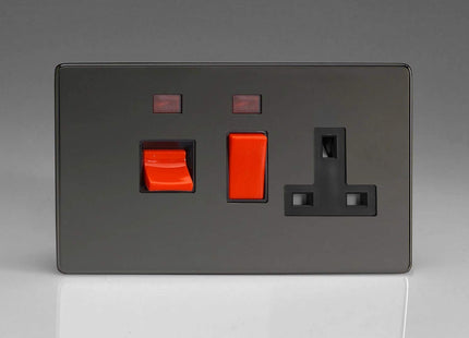 Varilight XDI45PNBS Cooker Switch 45A & Socket Pearl Nickel Black