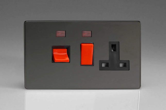 Varilight XDI45PNBS Cooker Switch 45A & Socket Pearl Nickel Black