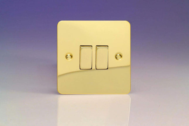 Varilight 2-Gang 10A Intermediate Rocker Light Switch Polished Brass XFV77D