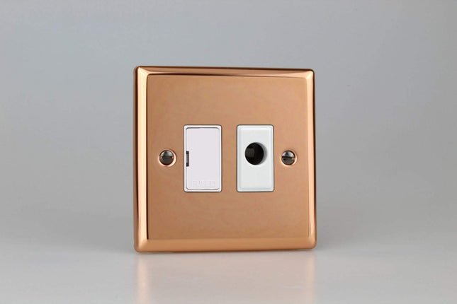 Varilight Classic Polished Copper 13A Unswitched Fused Spur + Flex Outlet with White Insert